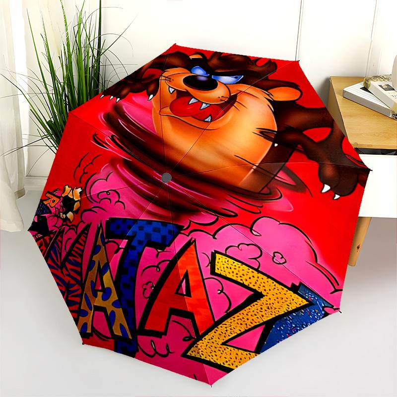 Taz Tornado Ice Crystals Folding Umbrella Travel Portable Outdoor Light Printing