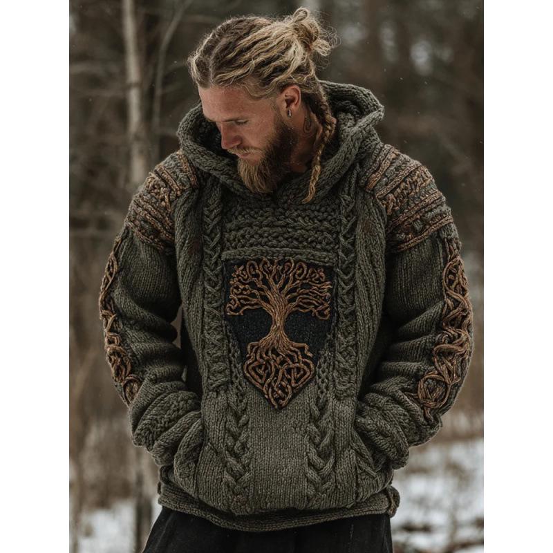 Unisex 3D-bedruckter Strickpullover mit Kapuze für Herbst/Winter