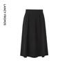 LANCY Hepburn Style Black A-Line Midi Skirt