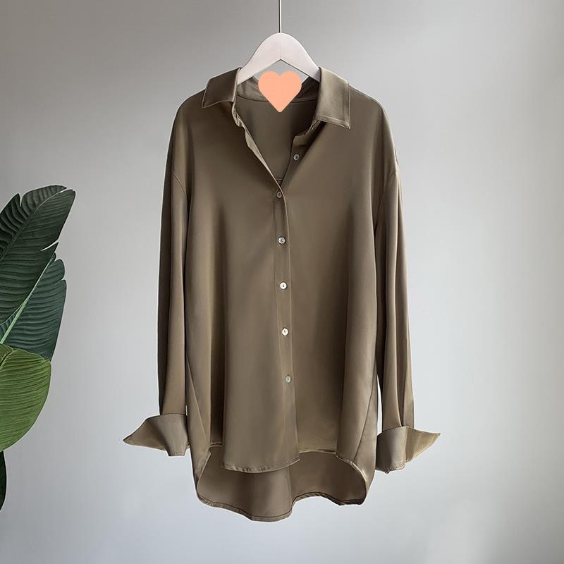 Drap Shirt Women's Spring and Autumn Temperament, Foreign Style, Retro Hong Kong Style, Fashion, Shirt, Women's Long Sleeves