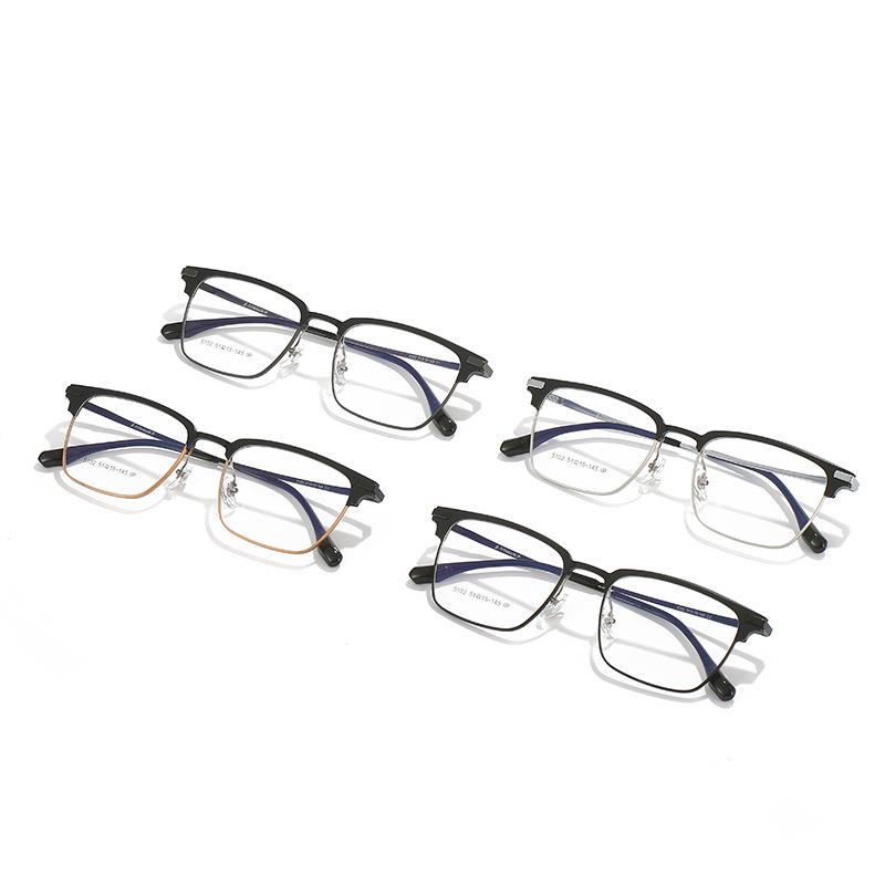 Two-Tone Aluminum Titanium Optical Glasses Frame - Ultra-Light Aviator Design (5102)