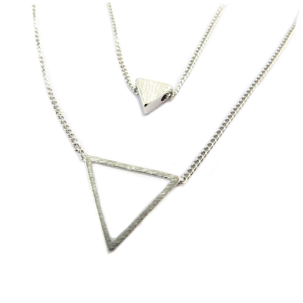 7bis [P8328] - Handmade Silver 'Cléopatra' Necklace (triangles) - 14 and 6 Mm