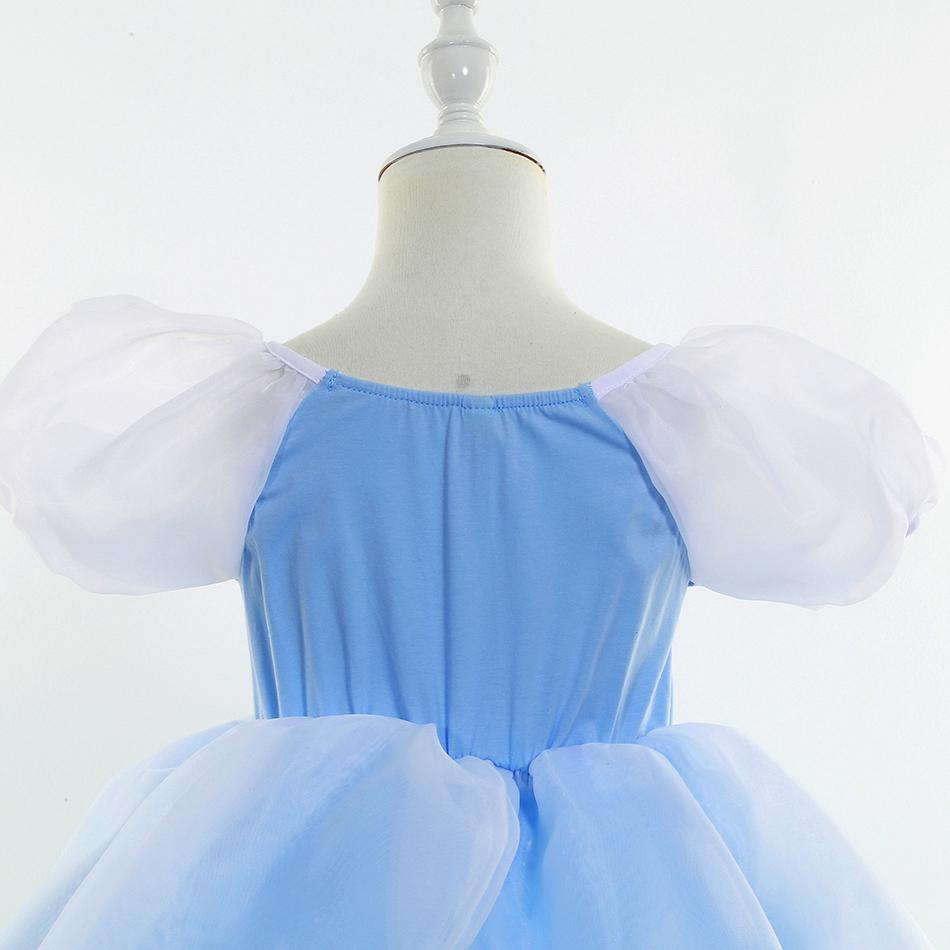 Cinderella Blue Princess Dress Girls Cosplay Theme Party Prom Gown Kids Birthday Gift Halloween Carnival Print Charm Clothing