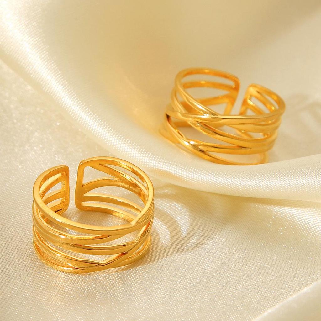 18K Gold-Plated Stainless Steel Open Ring – Stylish, Durable, and Versatile