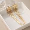 Exaggerated Luxury Gold Color Irregularly Shaped Inclined Long Tassels Dangle Earrings for Women Fashion Party Piercing Jewelry