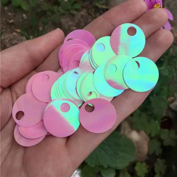 50 גרם 20 מ"מ חור גדול צבעי מעבר עגולים פאייטים לתיק שמלה יצירה בעבודת יד קישוט לבגד אביזרים פאייטים רופפים