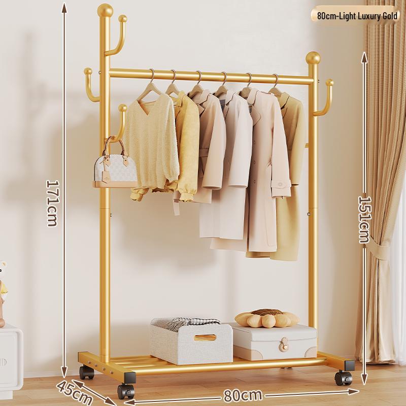 Mobile Floor-Standing Clothes Rack for Bedroom, Balcony, and Dorm – Indoor Hanging and Drying Solution.