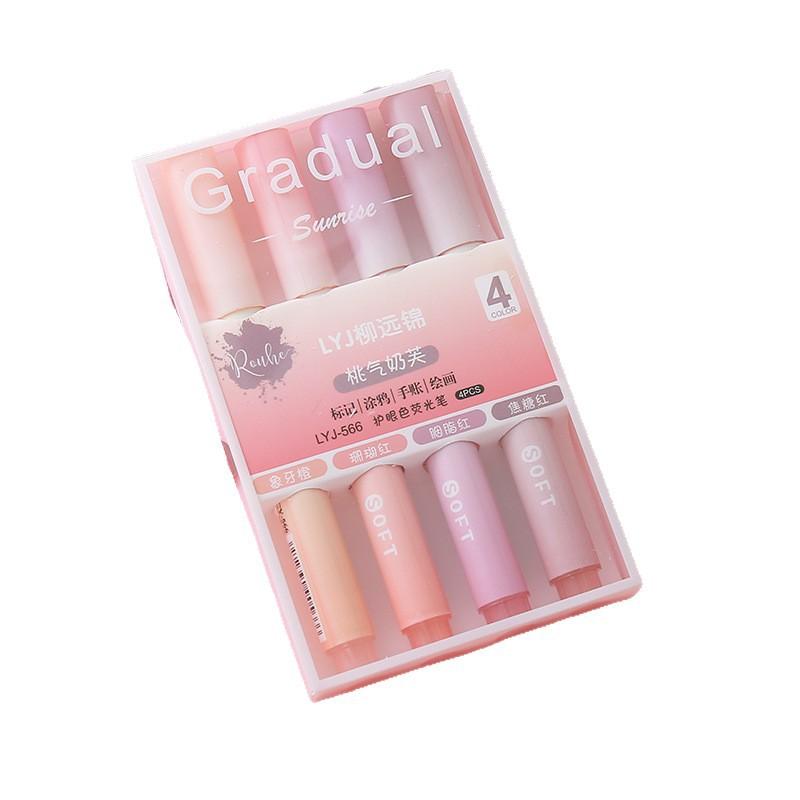 Gradient Color Lovely Highlighter High Value Scratch Student Meeting Marker Pen Eye Protection Large Capacity Kawai Stationery