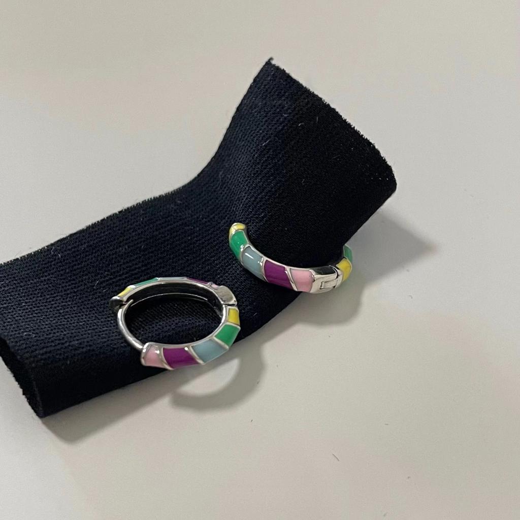Retro Versatile Color Drip Oil Circle Ear Buckle Femininity Versatile Fresh Cold Wind Earrings Earrings Earrings