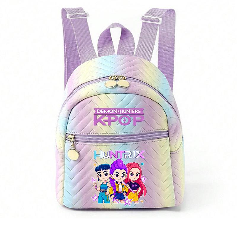 Kpop Synthetic Leather School Backpack for Girls Lightweight Candy Color Campus Bag