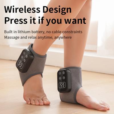 Electric Ankle Massager Achilles Tendonitis Pain Relief Ankle Heating Pad Wrap 5-Speed Vibration 6 Temperature Settings Cordless Heated Foot