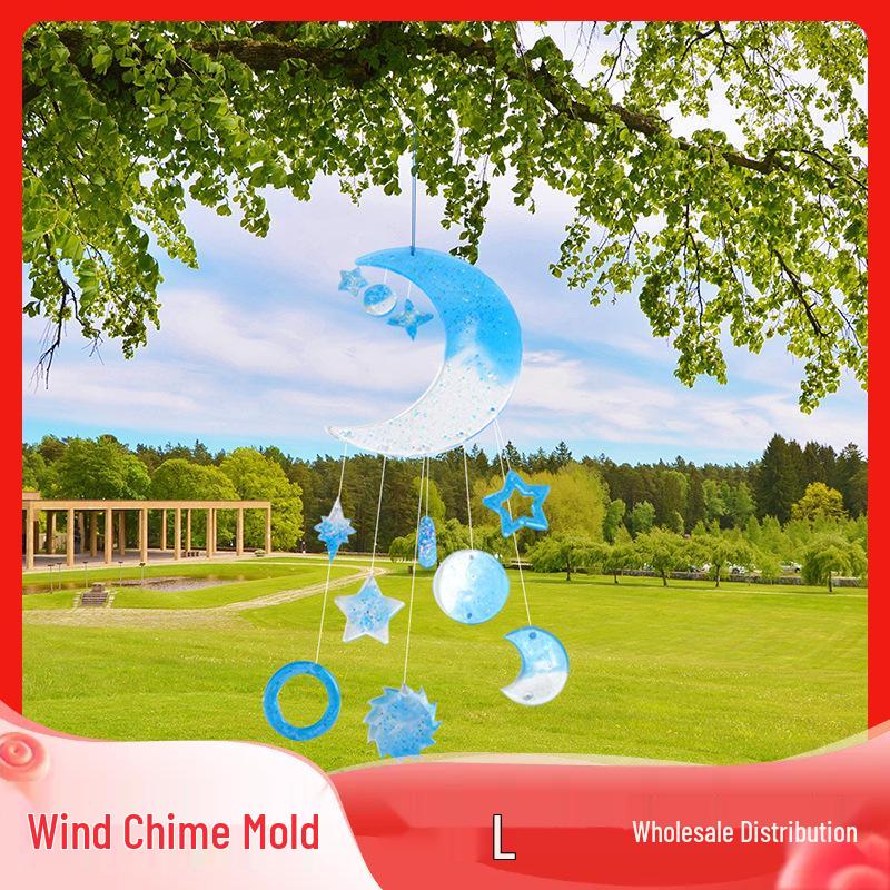 Epoxy Wind Chime Silicone Mold: Sun, Moon, Stars Pendant with Hole for DIY Decorations