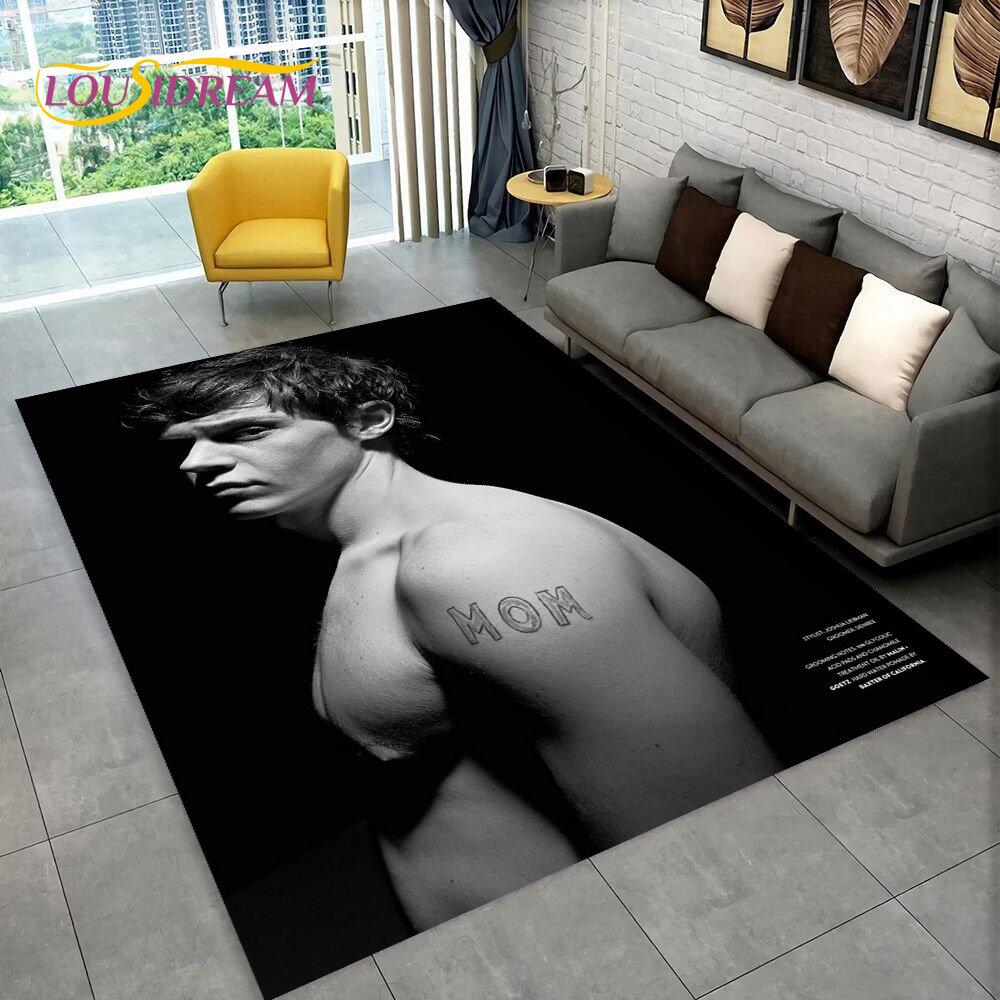 Cute Evan Peters Movie TV  Actor Area Rug,Carpet Rug for Home Living Room Bedroom Sofa Doormat Decor,kids Non-slip Floor Mat 3D
