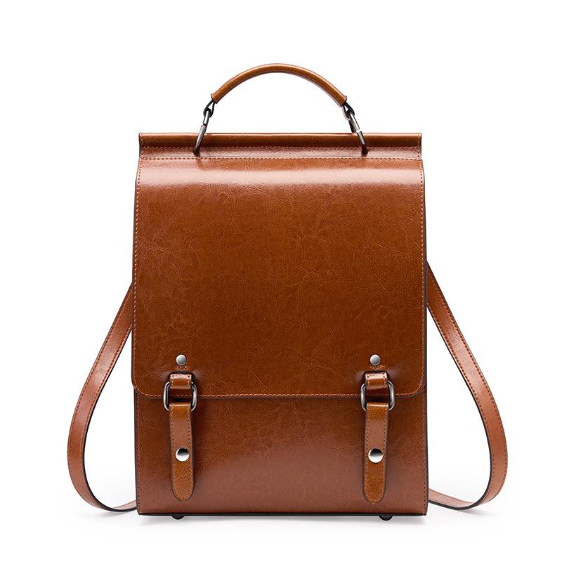 Modische Leder-Rucksacktasche - Elegante Braun/Schwarze Reisetasche