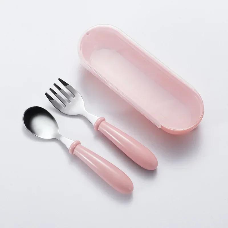 Child Feeding Tableware Set Children Utensil Stainless Steel Toddler Dinnerware Cutlery Cartoon Infant Food Feeding Spoon Fork