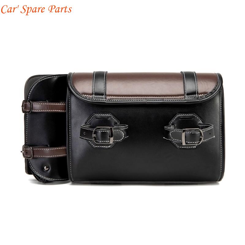 Y4UA Multiple Pocket Motorcycle Side Bag Leather Saddlebag for Organized Storage