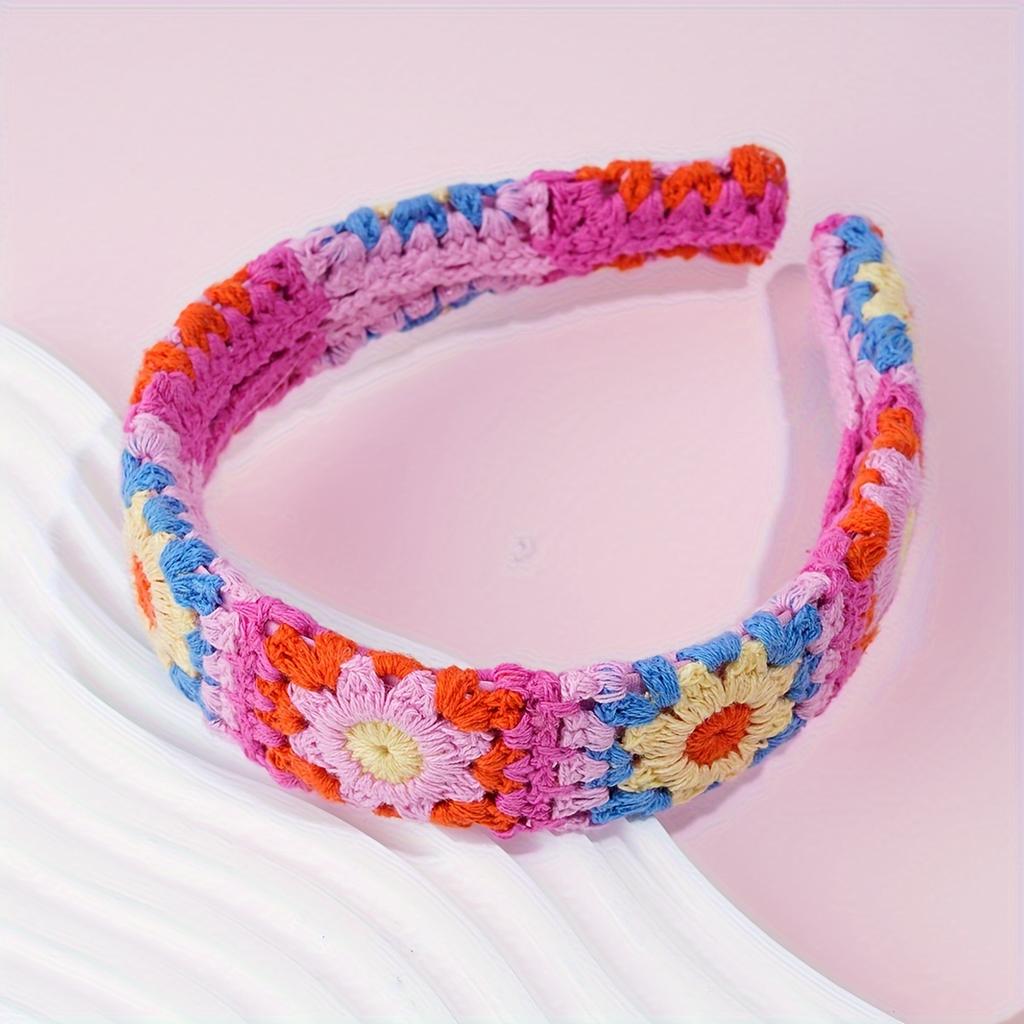 Boho-Chic Floral Knit Headband for Women - Cute & Stylish Hair Accessory, Perfect for Casual Attire