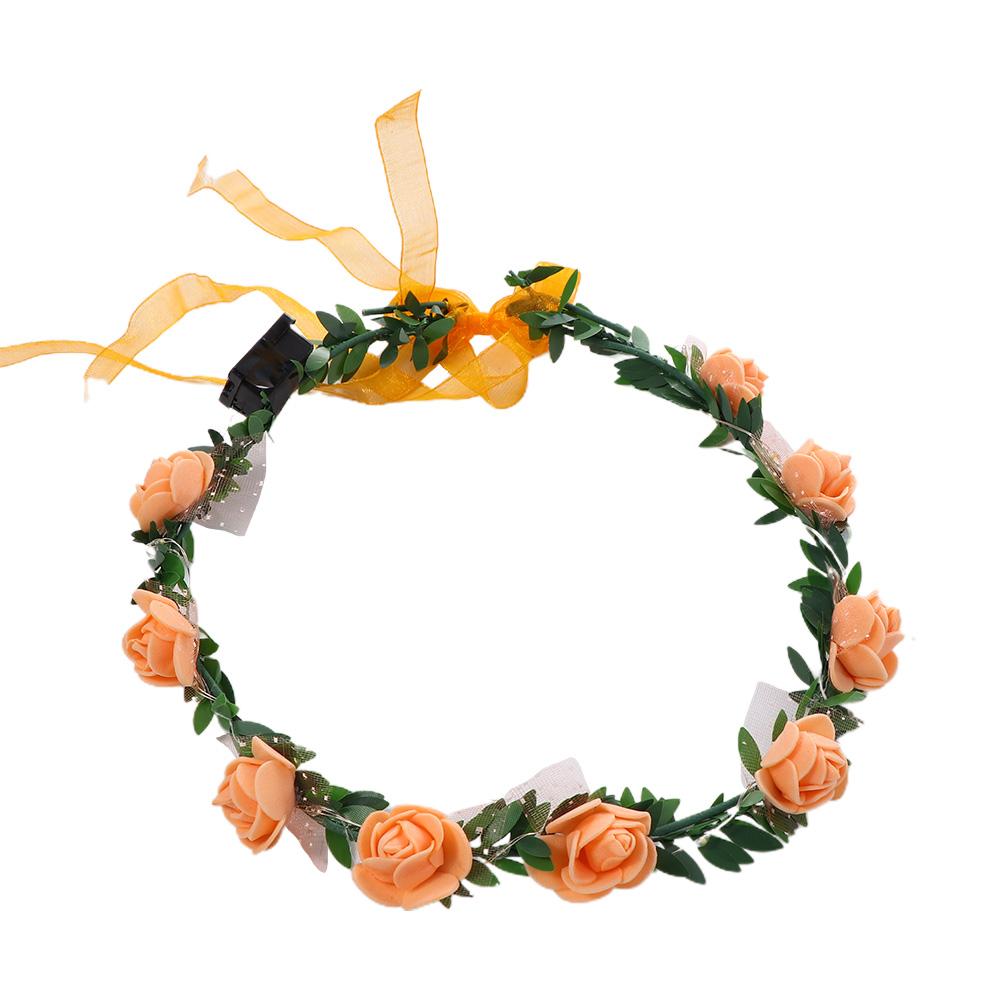 Schaumstoff Hochzeits Kopfschmuck Krone Blumen Stirnband Damen Kopfbedeckung LED Licht Girlande Kranz Dekoration