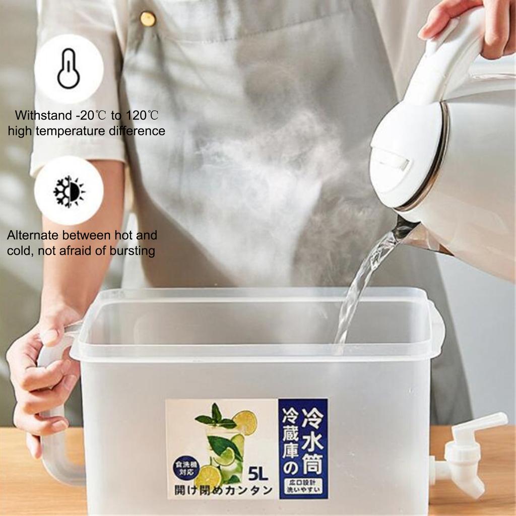 5L Drink Dispenser High Capacity Leakage Proof Beverage Dispenser with Spigot for Fridge Party