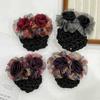 Women Hair Bun Cover Net Snood Hairnet Bow Barrette French Hair Clip Bow Ribbon Flower Hair Accessories For Banks Hotels Staff