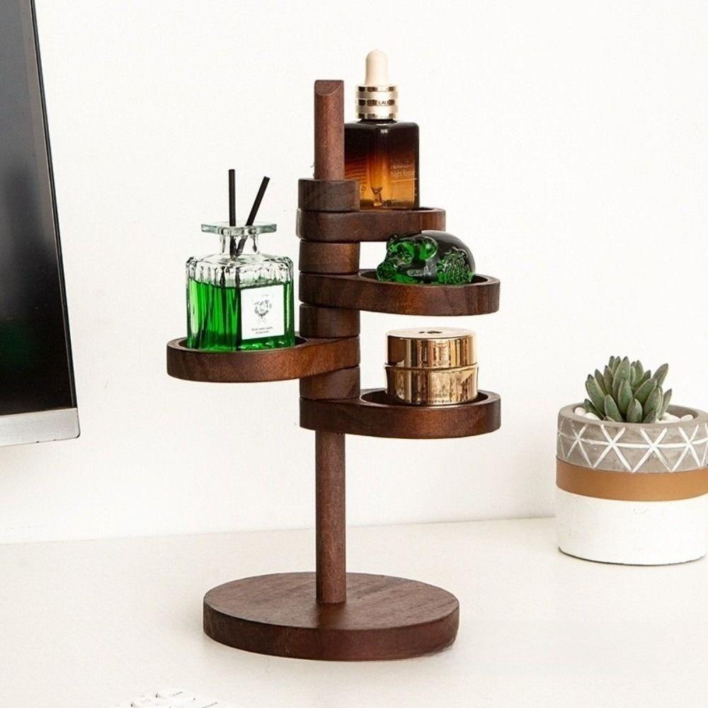 Wooden Key Storage Rack Rotatable Earring Holder Show case Jewelry Organizer  Hair Tie
