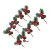 10Pcs Christmas Picks Pinecone Red Berry Pin Needle Artificial Delicate Christmas Decorations