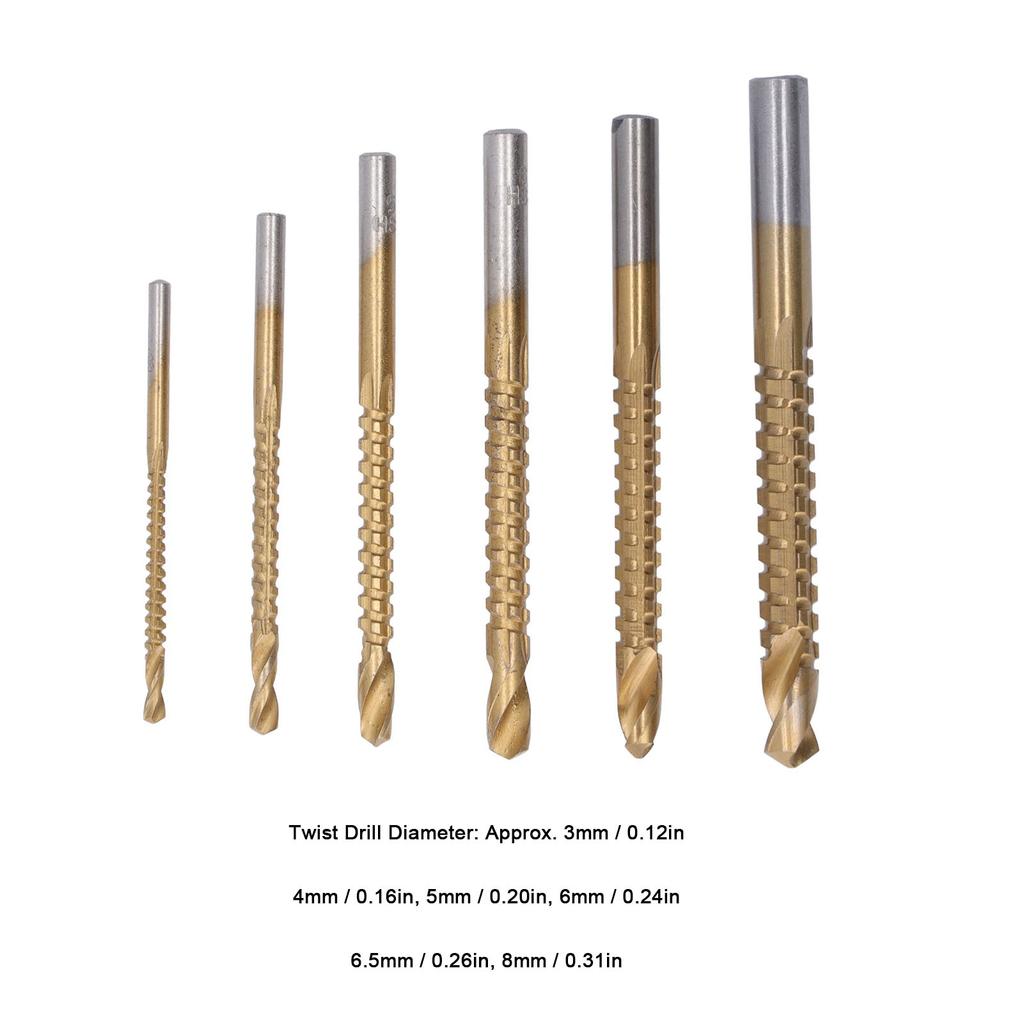 Buy 6Pcs Woodworking Serrated Drill Bit High Speed Steel Twist Drills