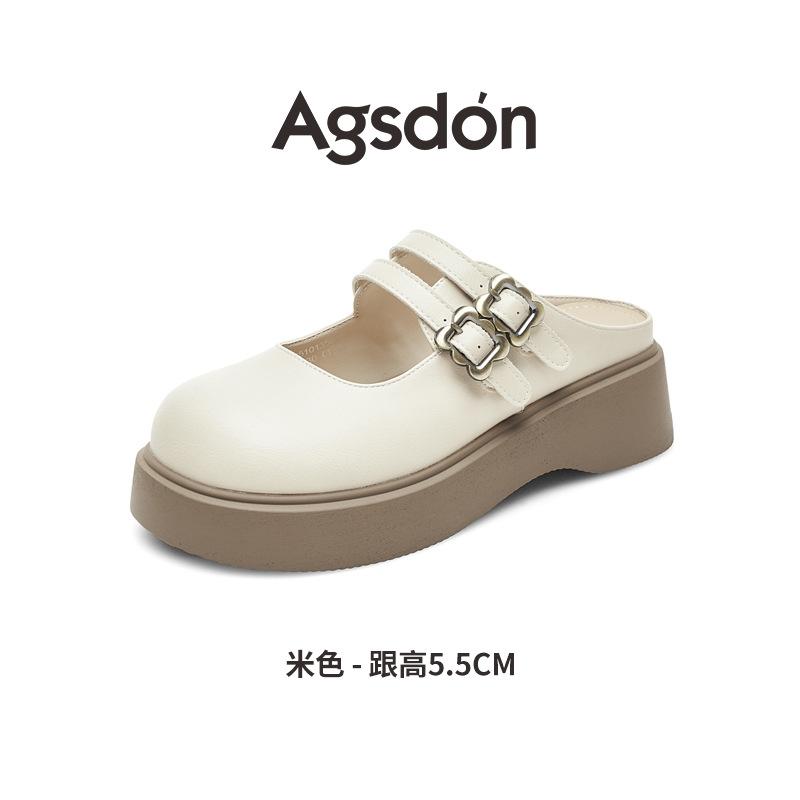 Augustine Baotou Slippers New Autumn Platform Half-tow Mary Jane Single Shoes 35