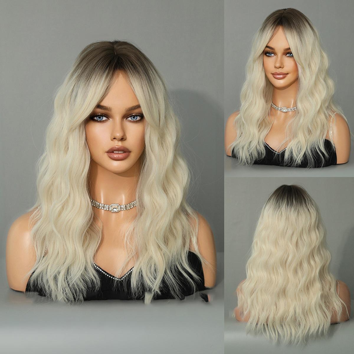 

Женский парик 62 см, искусственные волосы, длинные вьющиеся волосы, платиновые волосы, розовая сетка для волос, полный головной убор, украшение для красоты, парик 60cm 24inch платиновый