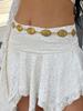 1Pc Vintage Gold Bohemian Western Waist Chain, Carved Floral Geometric Boho Belly Body Chain