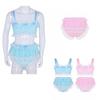 Men's Ruffled Frilly Lace Satin Sissy Lingerie Set Bra Skirted Panties Bloomer Underwear
