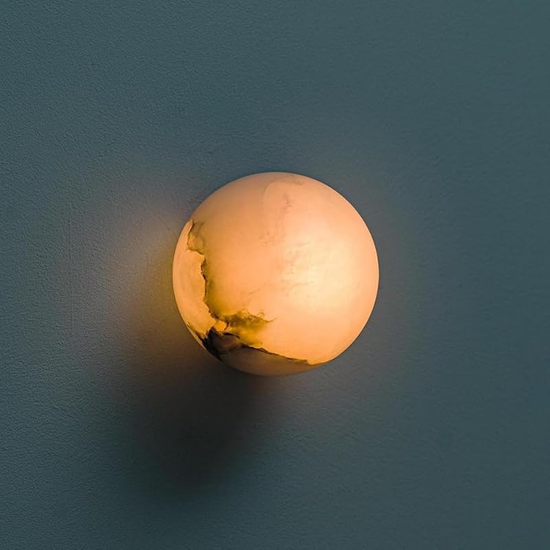 Wall Lamps Sconces Globe Marble Wall Sconce Wall Lamp Natural Alabaster Wall Light Mid Century Sconces Wall Lighting G9 Vanity Wall Lights for