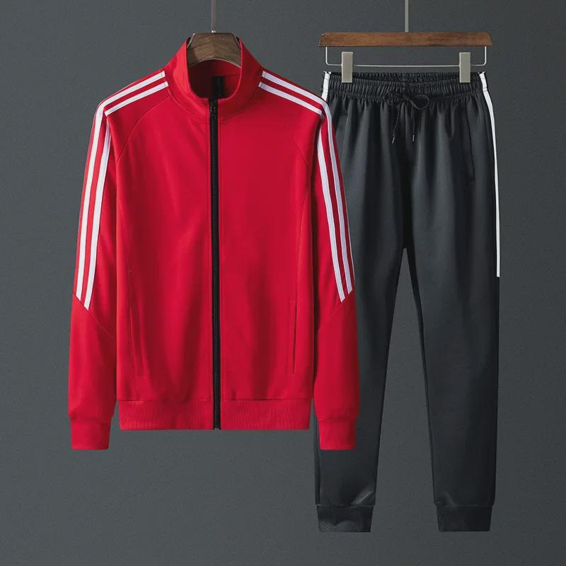 Trendy Unisex Sports Suit: Stand-up Collar Cardigan & Sweatshirt, Ideal for Spring/Autumn, Two-Piece Set, Customizable.