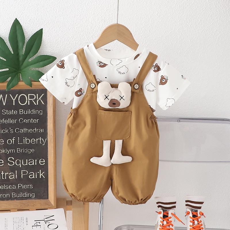 2Pcs/Sets Girls Clothes Set Children Overalls for Girls Boys T-Shirt + Pants Clothes for Girls 3D Cartoon Costume Kids Tracksuits Summer