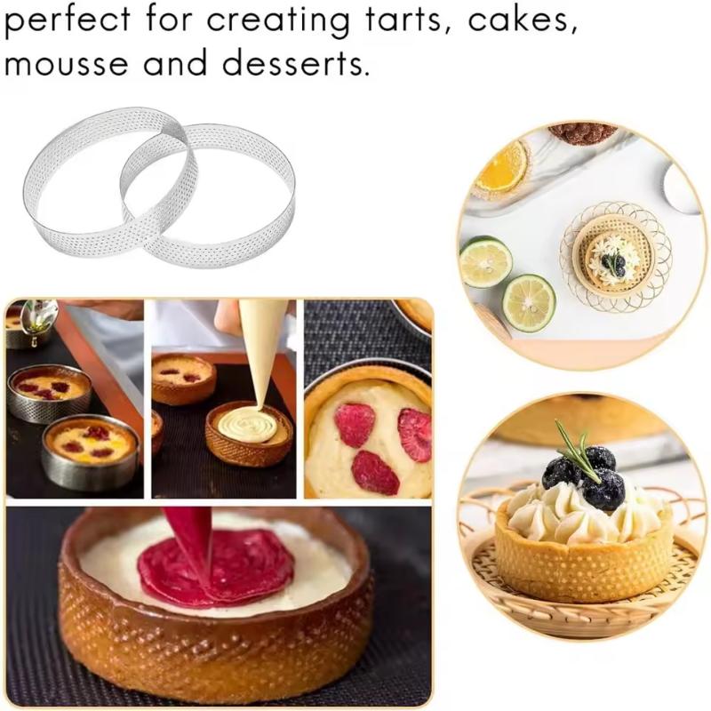 5/6/7/8CM Classic 304 Stainless Steel Mousse Ring Cake Mold With Hole Tart Bottom Tower Fruit Pie Quiches Baking Tool