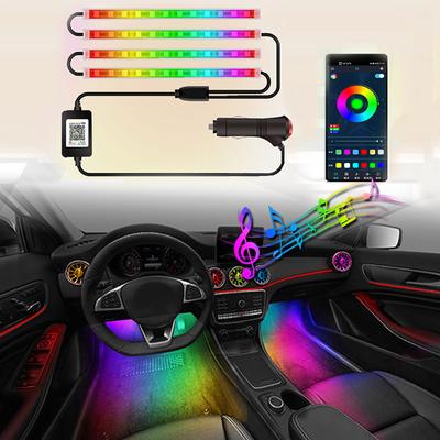 LED Car Interior Ambient Foot Light with USB Wireless Remote Music App Control Auto RGB Atmosphere Decorative Lamps