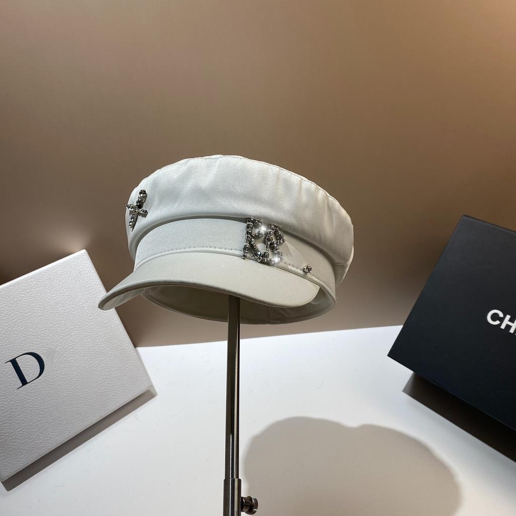 Acetic Acid Simulation Silk R Navy Hat Women'S Autumn Outdoor Versatile Newsboy Hat Simple Cap