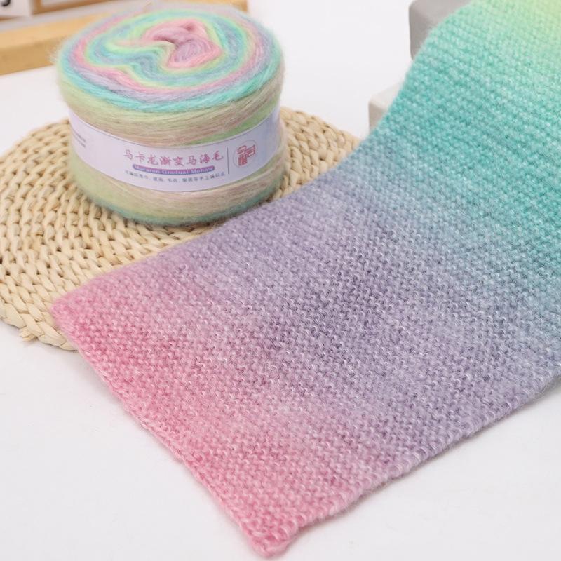 Gradient Colorful Mohair Multicolor Rainbow Yarn 165Meters Hand-Woven Soft Yarn For Knitting Crochet Sweater Jacket