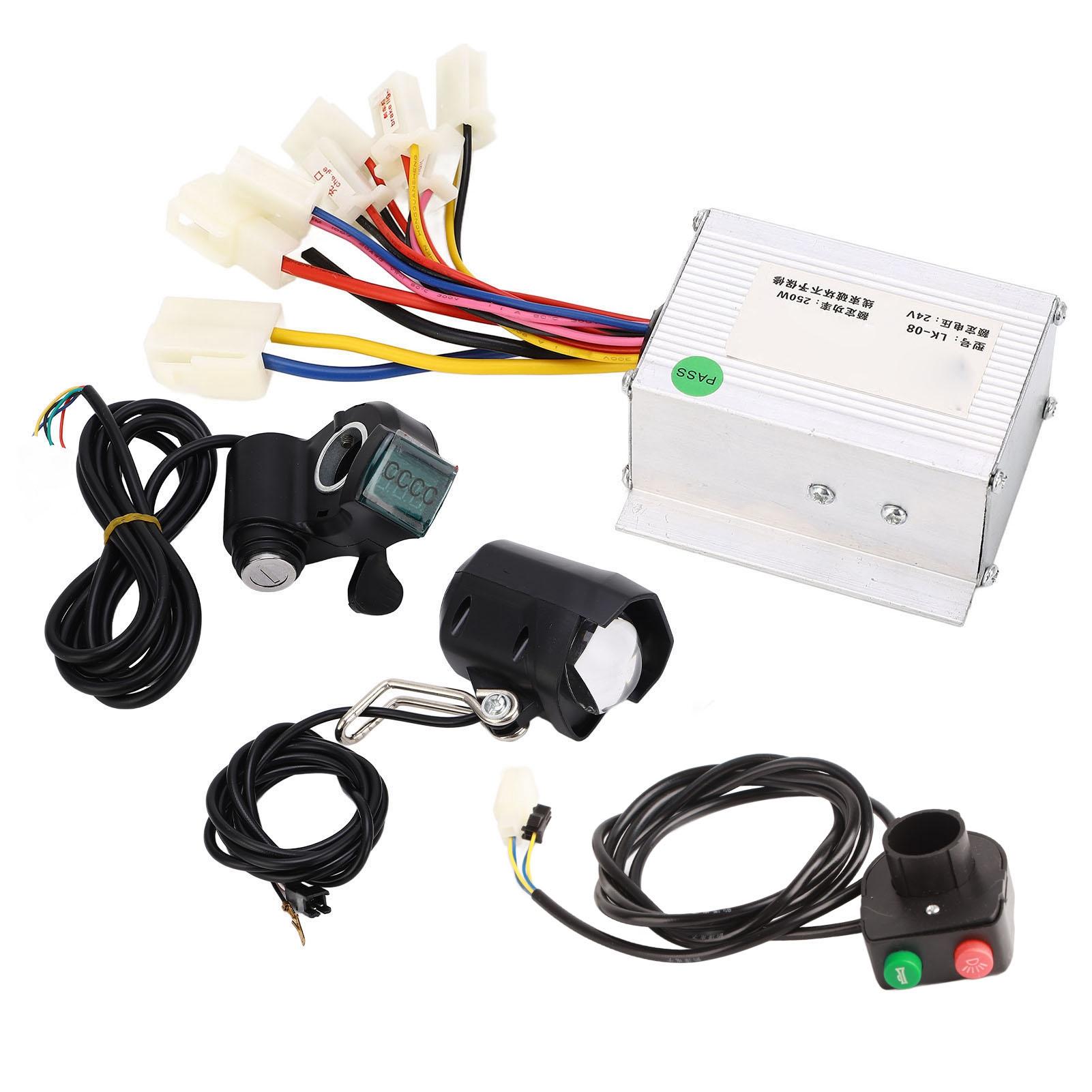 

24V 250W Electric Bike Conversion Kit Brushed Controller Thumb Throttle with Lock Keys Headlight Kit