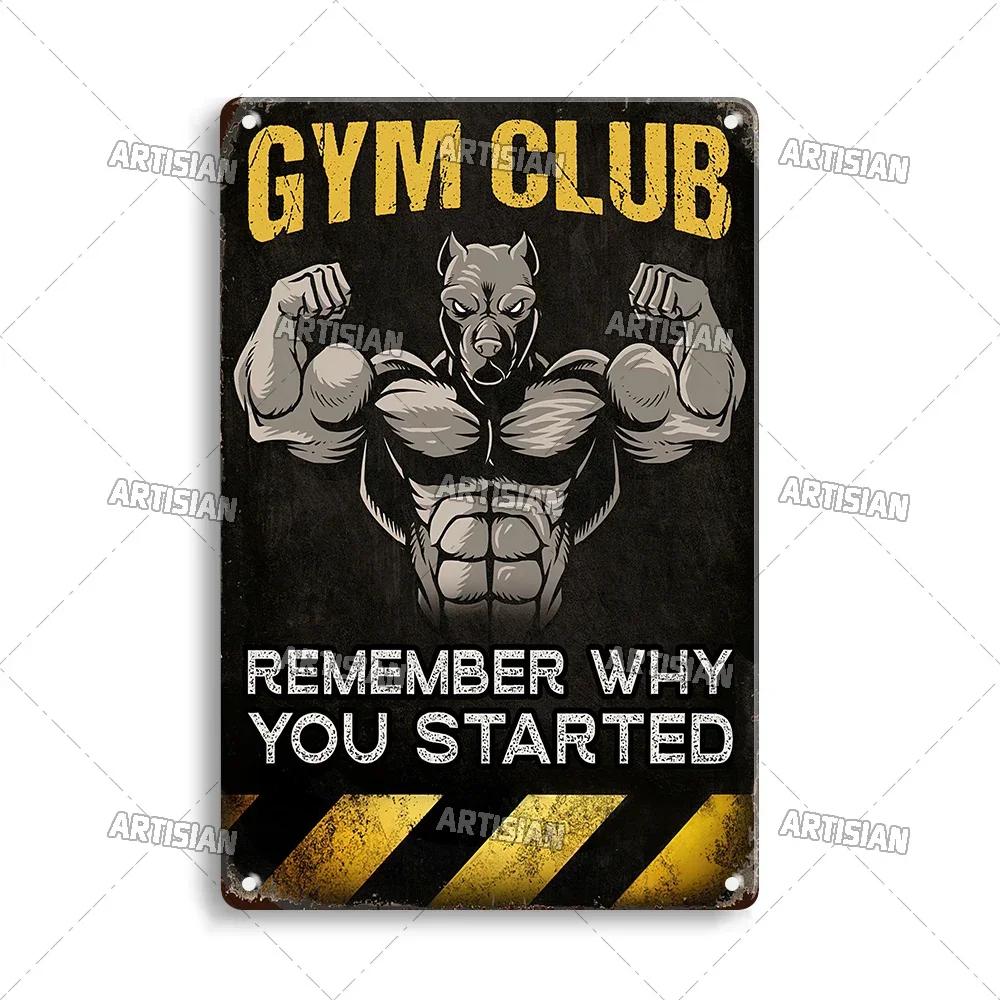 Old Man Gym Club Inspirational Phrase Art Painting Wall Plate Decor Vintage Tin Sign Fitness Garage Room Decoration Metal Signs