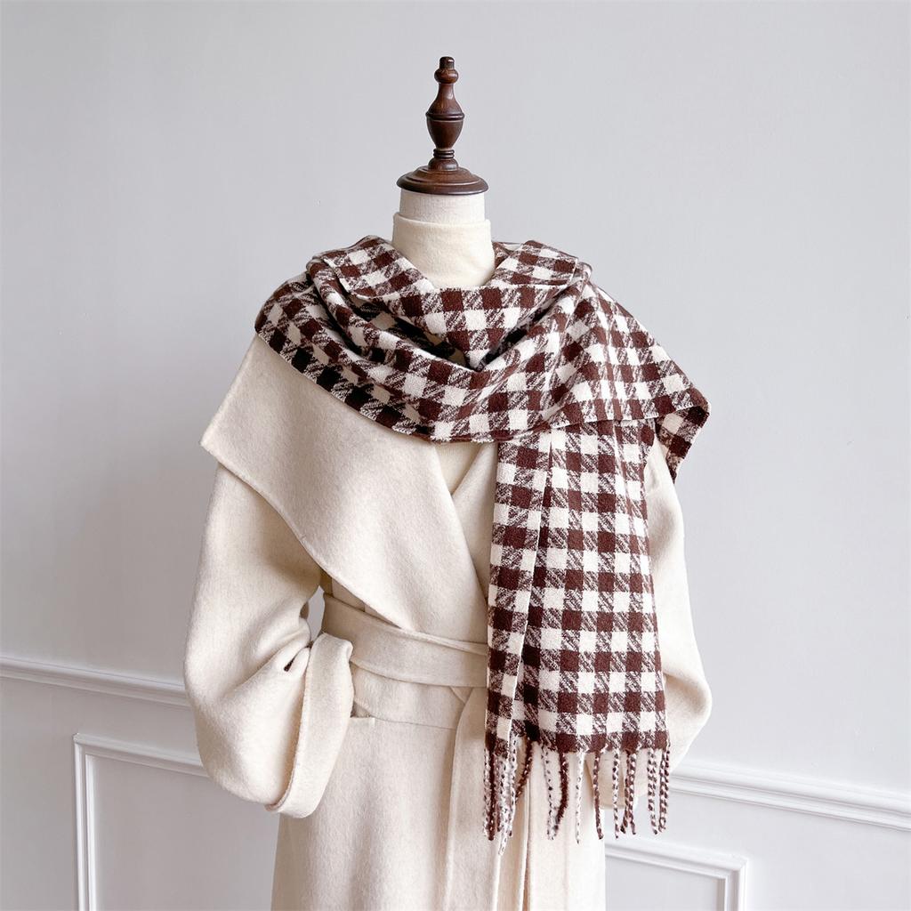 Luxuriöser Winter-Plaid-Schal für Damen Herren Britischer Stil Acryl Kaschmirschals mit Quaste Designer Damen Winter Warmes Kopftuch