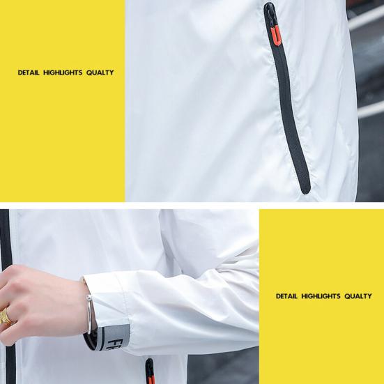 Spring Summer Plus Size Men's Solid Colour Thin Jacket Ice Silk Ultra Thin Breathable UV Outdoor Sunwear Jacket