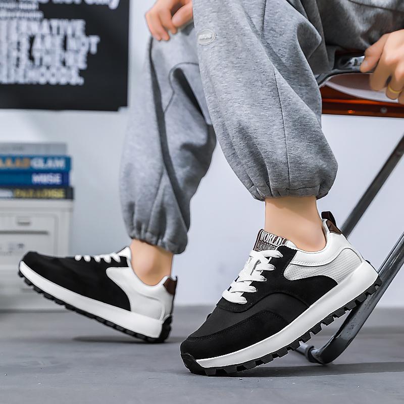 Men Laced Up Sports Shoes New Vulcanized Wedged Sneakers  Man Casual Non Slip Trainers Comfortable Jogging Shoes Male Sneakers