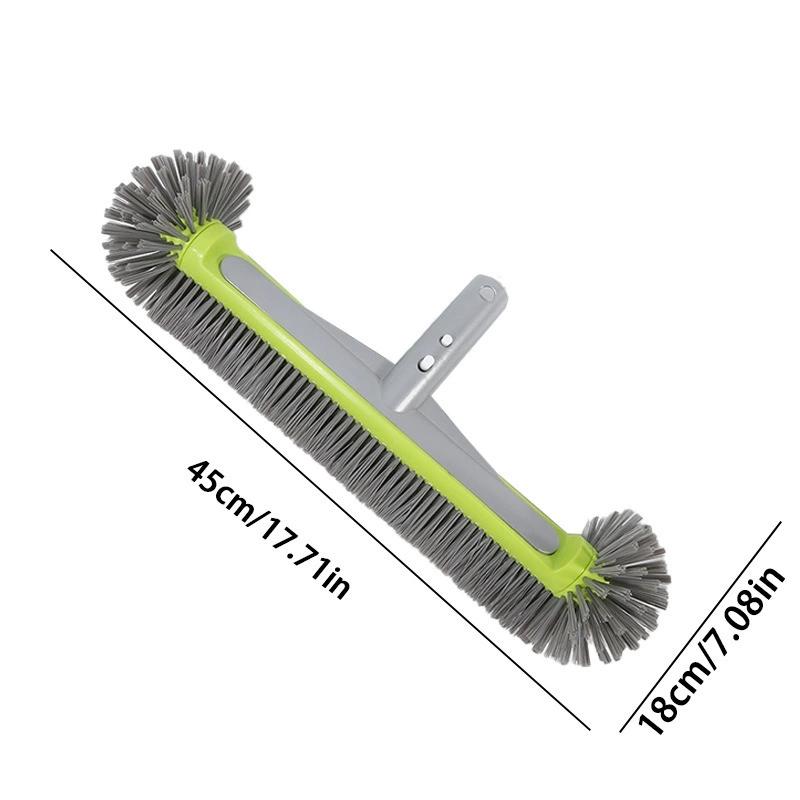 45cm Heavy Duty Aluminum Pool Brush Head With Corner Cleaning Brush Easy To Install For Pool Wall Steps Corner Cleaning Tools