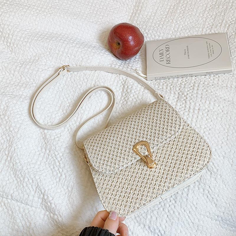 

Тканая модная весенняя универсальная сумка-мессенджер через плечо с замком в иностранном стиле, маленькая квадратная сумка