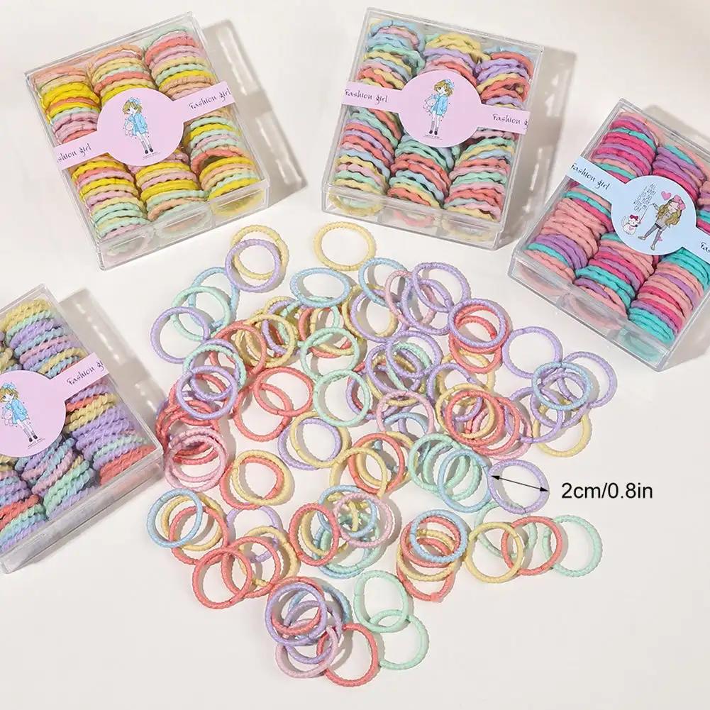 100pcs/set Colorful Hair Bands Girl Candy Color Elastic Rubber Band Hair Band Child Baby Headband Scrunchie Hair Accessories