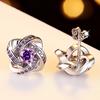 2026 Amethyst Clover Earrings Women's Diamond Clover Earrings Simple and Versatile Personalized Ear Jewelry