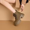 Women's Ankle Boots and Short Boots Thick-soled Casual Yellow Women Boots Plus Size Lace-up  Motorcycle Boots Female