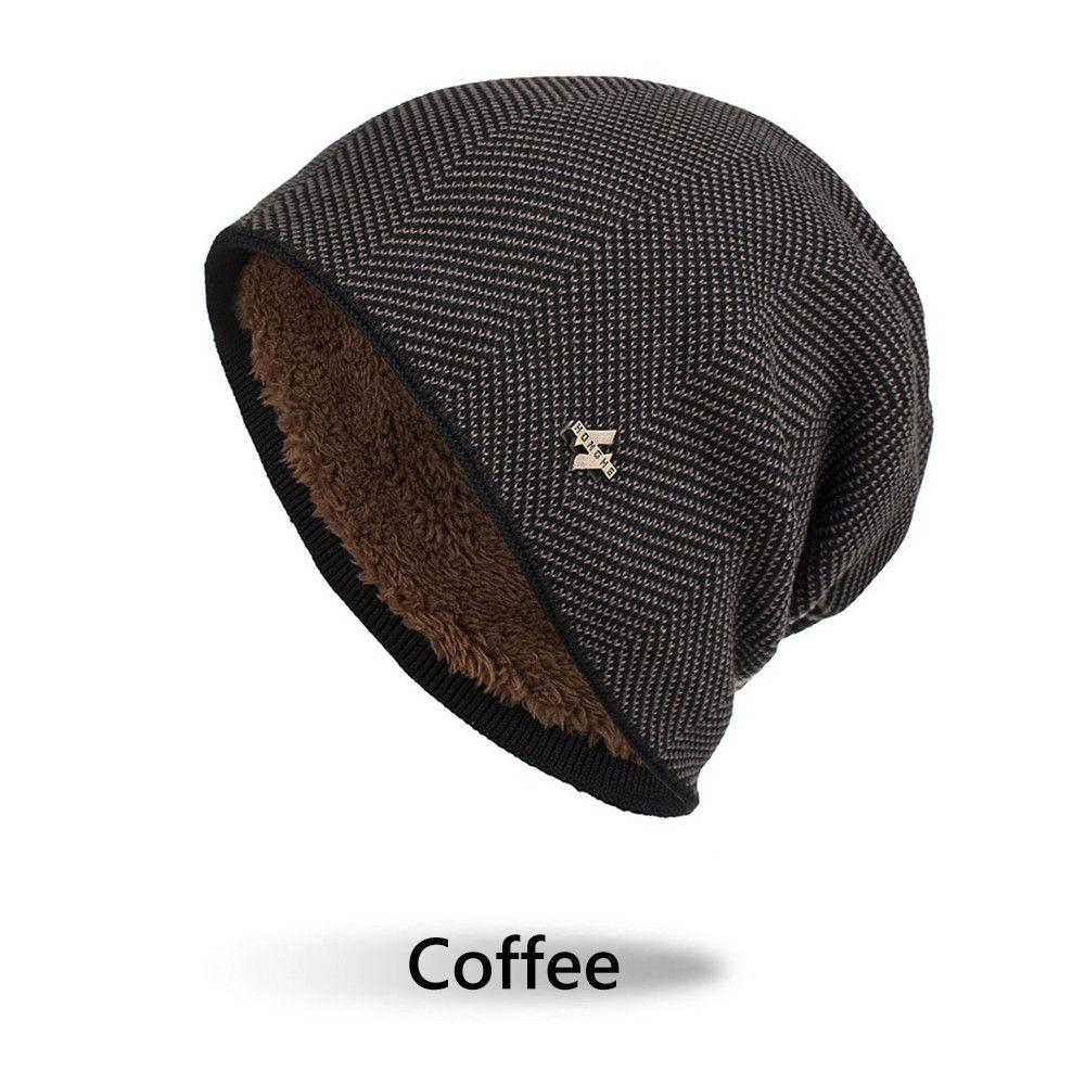 Solid Gorros Cotton Wool Hat Thick Fleece Hat Winter Warm Hat Casual Beanies Men's Knitted Hat