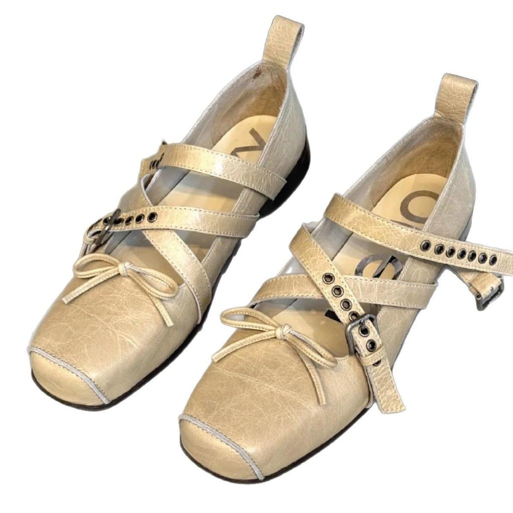 Openyy2025 new Korean version pig nose Mary Jane shoes women's shoes single shoes retro ballet shoes French bow